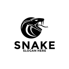 Circle snake head logo vector icon design template