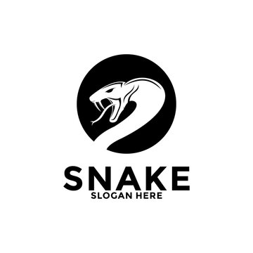 Circle snake head logo vector icon design template