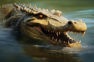 Obraz premium Massive Wild crocodile scary. Nature reptile. Generate ai
