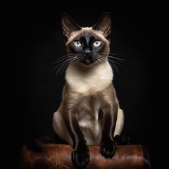 Obraz premium Siam cat with blue eyes portrait