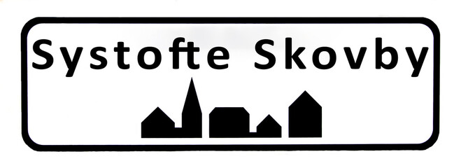 City sign of Systofte Skovby - Systofte Skovby Byskilt
