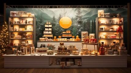 A warm Christmas market with orange color