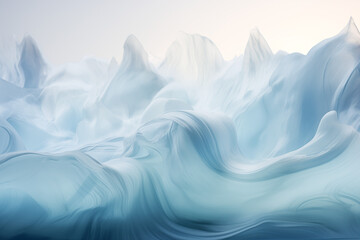 Obraz premium A light, white background elegantly showcasing flowing silk-like textures, evoking the serene, icy expanse of Arctic mountains, a breathtaking blend of delicate and rugged beauty