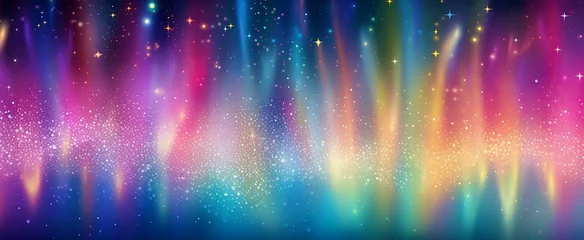 Fotobehang stylist and royal illustration of glitter glow rainbow gradient in magic enchanted theme, space for text. christmas background. generative AI © yj