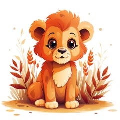 Vector art of cute lion white background