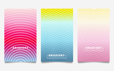 Fototapeta premium Set of vector gradient backgrounds with line texture. For covers, wallpapers, branding, business cards, social media and other projects.