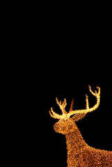 Illuminated Golden Christmas Reindeer Shaped Outdoor Decoration Lights on Night Sky