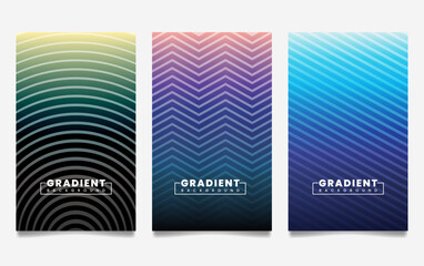 Set of vector gradient backgrounds with line texture. For covers, wallpapers, branding, business cards, social media and other projects.