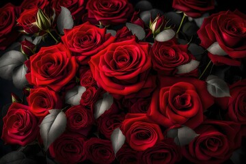 bunch of red roses