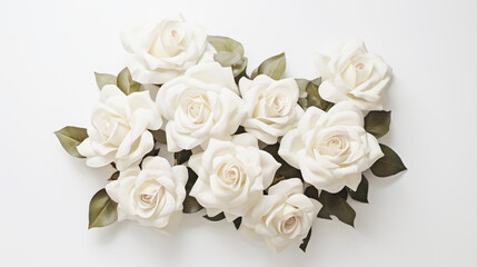 Obraz na płótnie Canvas Elegant Bouquet Of White Roses On White Background