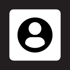 User icon vector. Profile mark logo design. Profile vector icon illustration in square isolated on black background