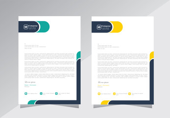 corporate modern business letterhead design template with yellow and blue colors. creative modern letterhead design template for your project. letter head, letterhead, business letterhead design. - obrazy, fototapety, plakaty