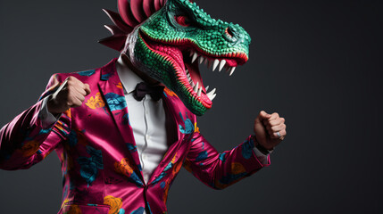 Energetic man in colorful suit