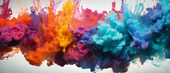 Explosion of colorful water and ink