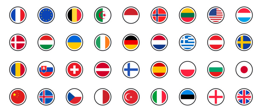 National world flags collection. Flags of countries around the world. Vector illustration.