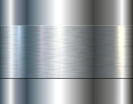 Silver chrome metal 3D background, lustrous and shiny metallic design with brushed metal texture pattern.
