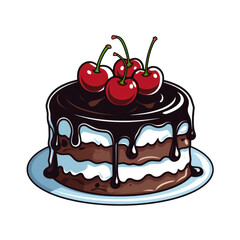 dessert element. vector black forest cake illustration.