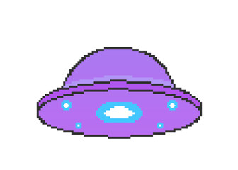 Pixel art purple UFO illustration