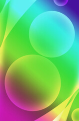Abstract Illustration of Gradient Multi-colored 3D Various Sized Spheres
