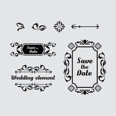 Set of decorative vintage wedding set isolated