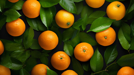 Fresh Orange Fruits with Leaves