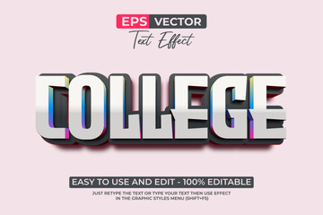 College Text Effect 3D Colorful Style.