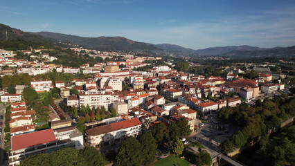 Naklejka na ściany i meble Aerial photography City of Arcos de Valdevez. North of Portugal