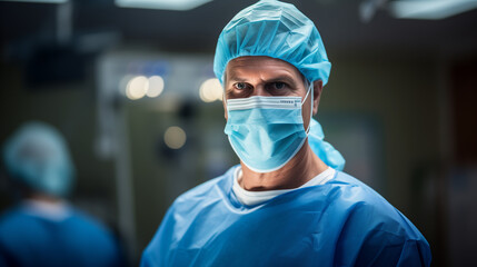 A close-up shot of a surgeon at the table