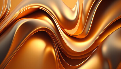 Orange abstract background with smooth waves - obrazy, fototapety, plakaty