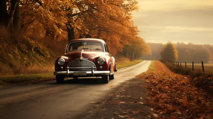 Gordijnen Front view of a vintage car © franklin