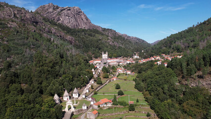 Aerial Photography of Senhora da Peneda Village, Gavieira. Natural Park of Gerês, Portugal.