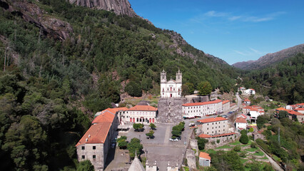 Fototapeta na wymiar Aerial Photography of Sanctuary of Senhora da Peneda, Gavieira. Natural Park of Gerês in Portugal.
