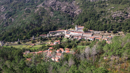 Fototapeta na wymiar Aerial Photography of Senhora da Peneda Village, Gavieira. Natural Park of Gerês, Portugal.