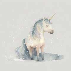 Watercolor Illustration of a Beautiful Unicorn - Mythical Creature Art
