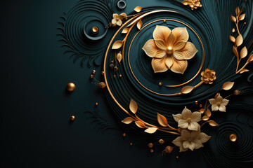 abstract gold floral pattern background, generative ai