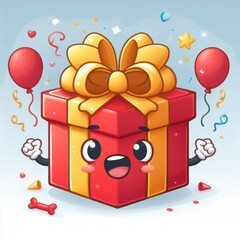 gift box and balloons