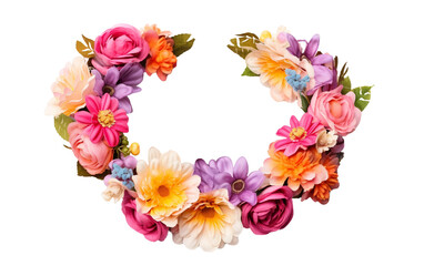 Colorful Floral Wreath Headband: A Whimsical Garden on Your Head on a Transparent Background
