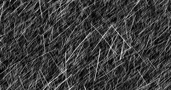 Lines overlay animation random sketch white black. Cartoon doodle grunge crazy scratches, animation good  for any vido material 4K.