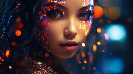 Fototapeta premium Futuristic Fashion Portrait of an Young Beautiful Women 