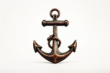 a brown anchor isolated on a white background - obrazy, fototapety, plakaty