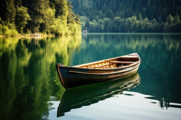 Naklejka na ściany i meble A boat at tranquil lake