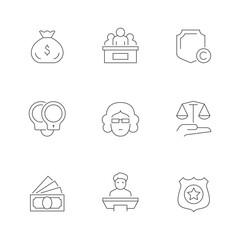 Set line icons of law