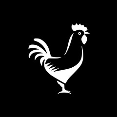 Chicken - Black and White Isolated Icon - Vector illustration