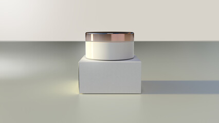 A cosmetics mock-up file through 3D rendering, simple yet tasteful and harmonious background for the product mock-up.
