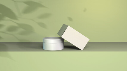 A cosmetics mock-up file through 3D rendering, simple yet tasteful and harmonious background for the product mock-up.
