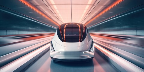 Futuristic high speed train. Future technologies. Front view