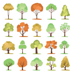 Vector illustration of trees. Simple style trees.