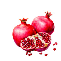 Water color pomegranate illustration png clip art isolate transparent background 