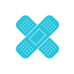 Classic plaster for wounds, symbol. Blue icon on white background. From blue icon set.