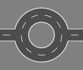 Road, roundabout with markings, vector, view from above